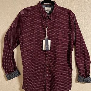 Burgundy red button down dress shirt. Love it!